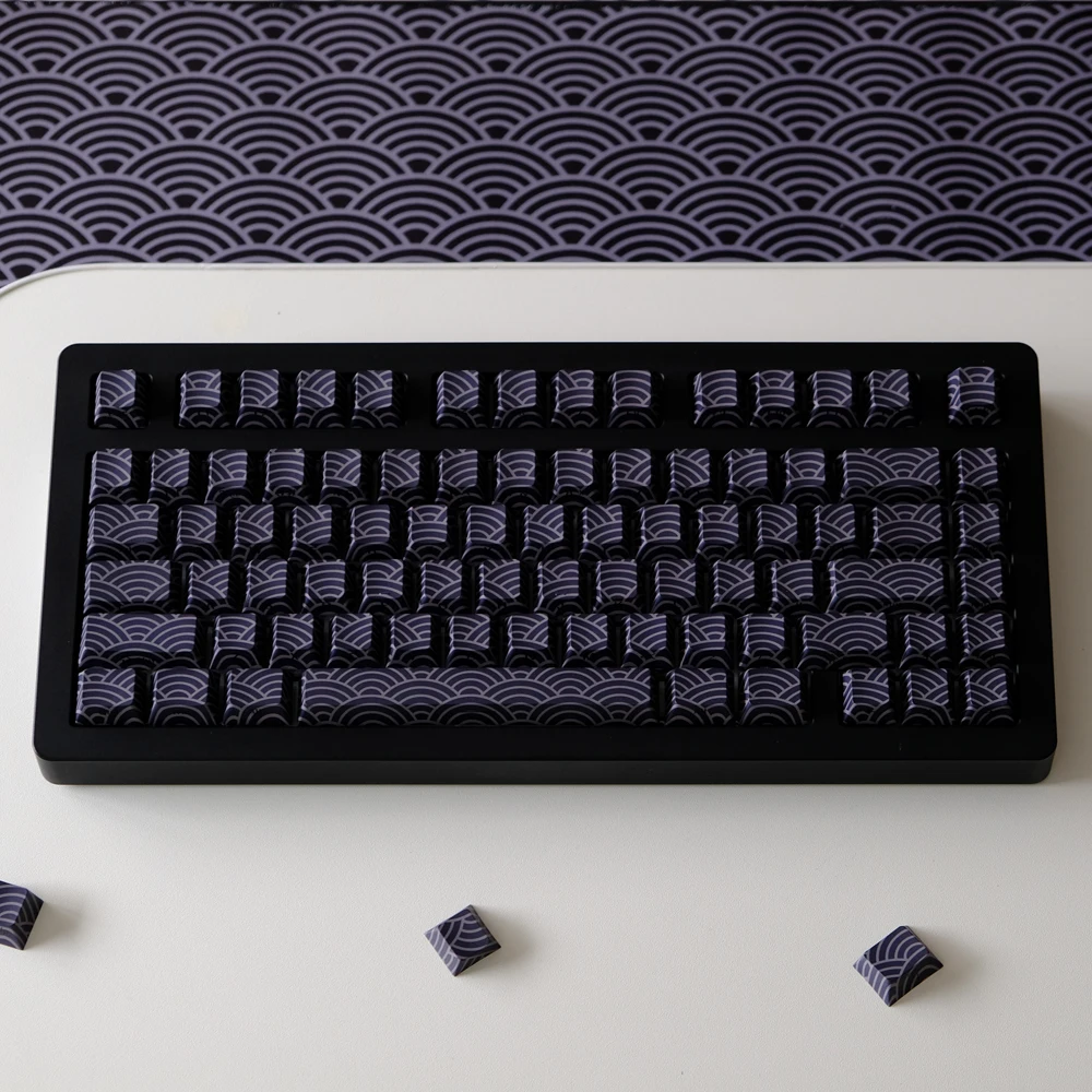 Teclas corrugadas de estilo japonés de 136 teclas, teclas retroiluminadas con estampado lateral, perfil de cereza, tapa de tecla de doble disparo PBT para teclado de juego MX - imagen 4