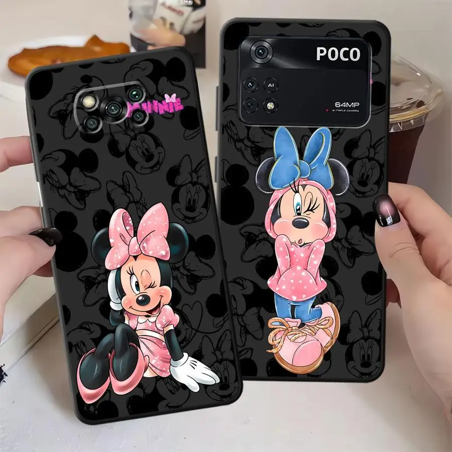 Funda de teléfono suave negra para Xiaomi Poco C75 C71 C50 F3 F1 C61 M3 M4 M7 Pro M5 C40 X3 X4 X5 X7 Pro Disney moda Minnie - imagen 4