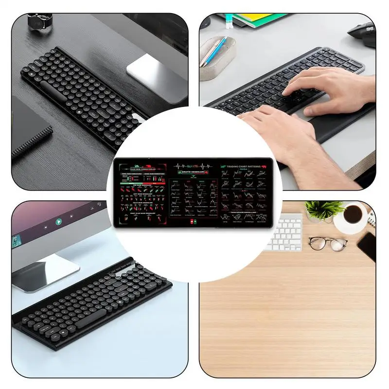 Alfombrilla de ratón de goma para comerciante de mercado, candelabro grande, tabla de patrones, teclado, alfombrilla para ratón, alfombrilla de escritorio para inversión, 300x800mm - imagen 5