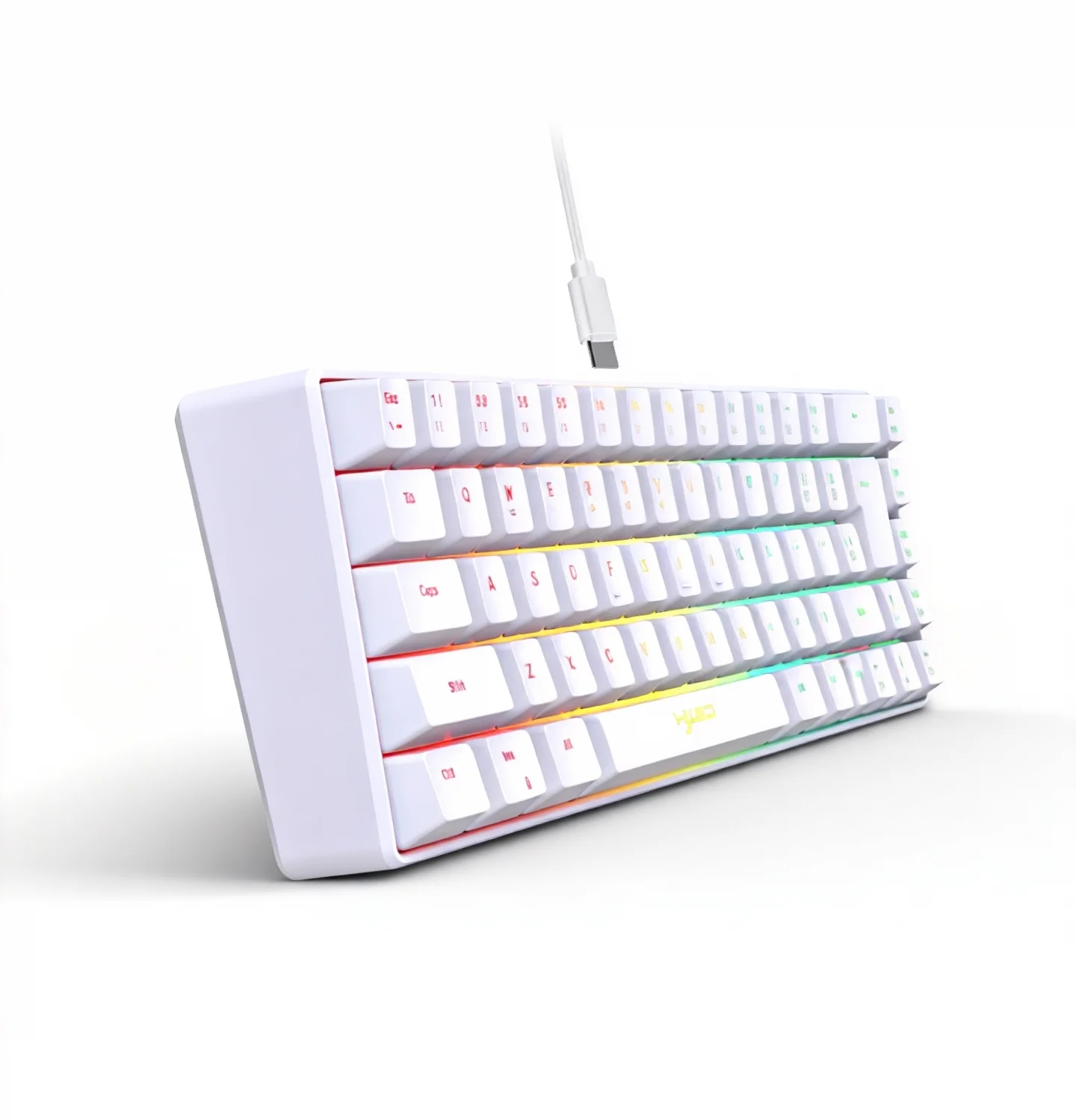 Teclados con cable portátil 68 teclas teclado gamer película gaming 60% teclado ABS material RGB retroiluminado PC USB teclado blanco - imagen 2