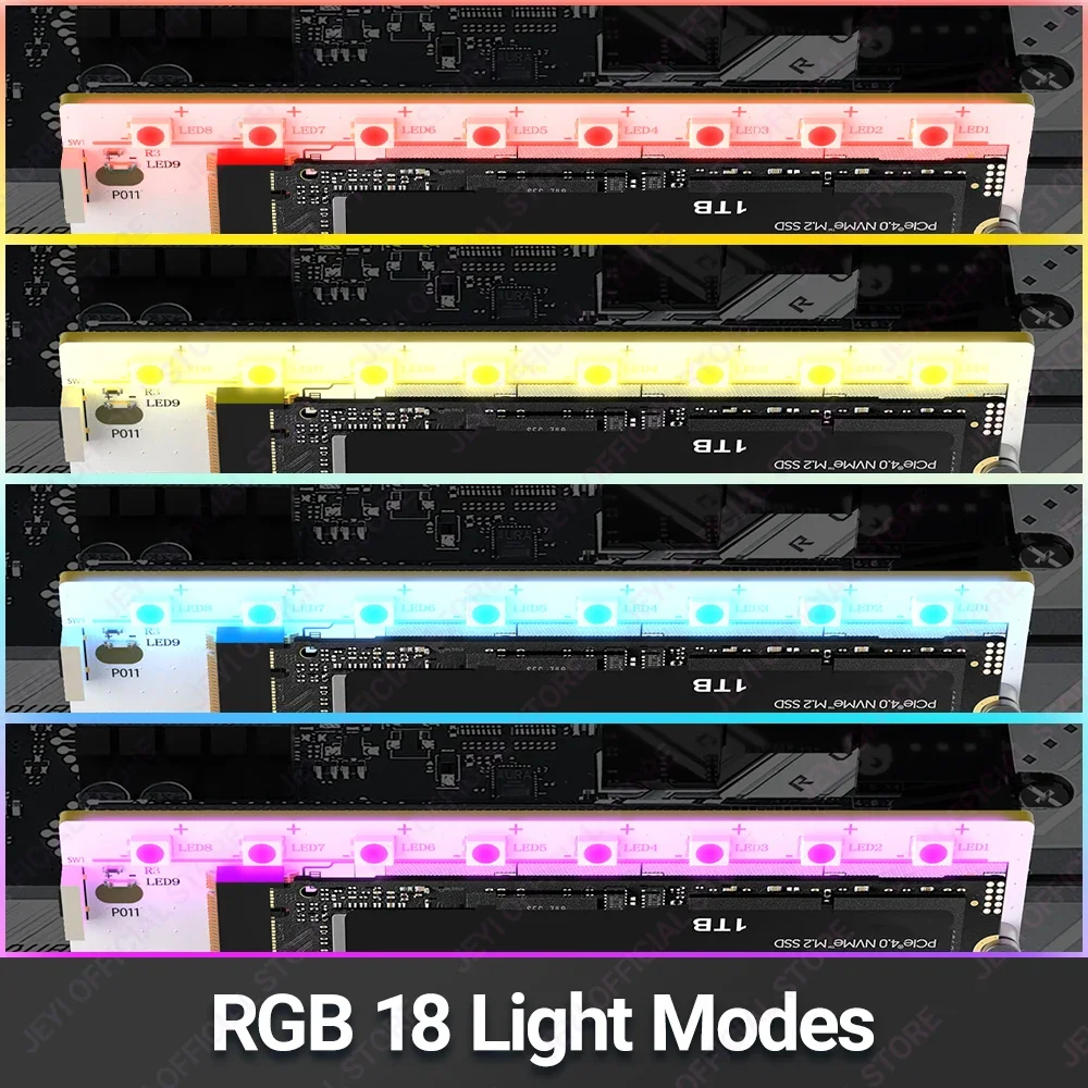 Tarjeta adaptadora JEYI RGB M.2 NVMe SSD a PCIe 4,0, tarjeta de expansión PCIE X4 X8 X16 de 64Gbps para PC de escritorio, compatible con SSD 2280/60/40/32 - imagen 2
