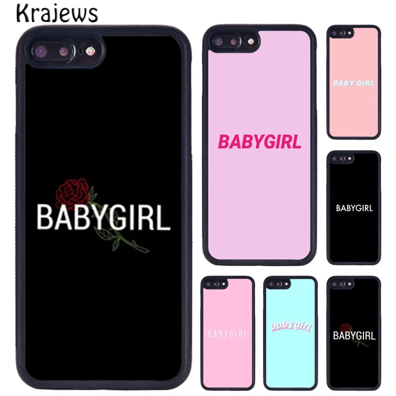 Krajews BABYGIRL-funda de goma con patrón de citas para iPhone 16 15 14 XR XS 11 12 mini 13 Pro MAX Plus