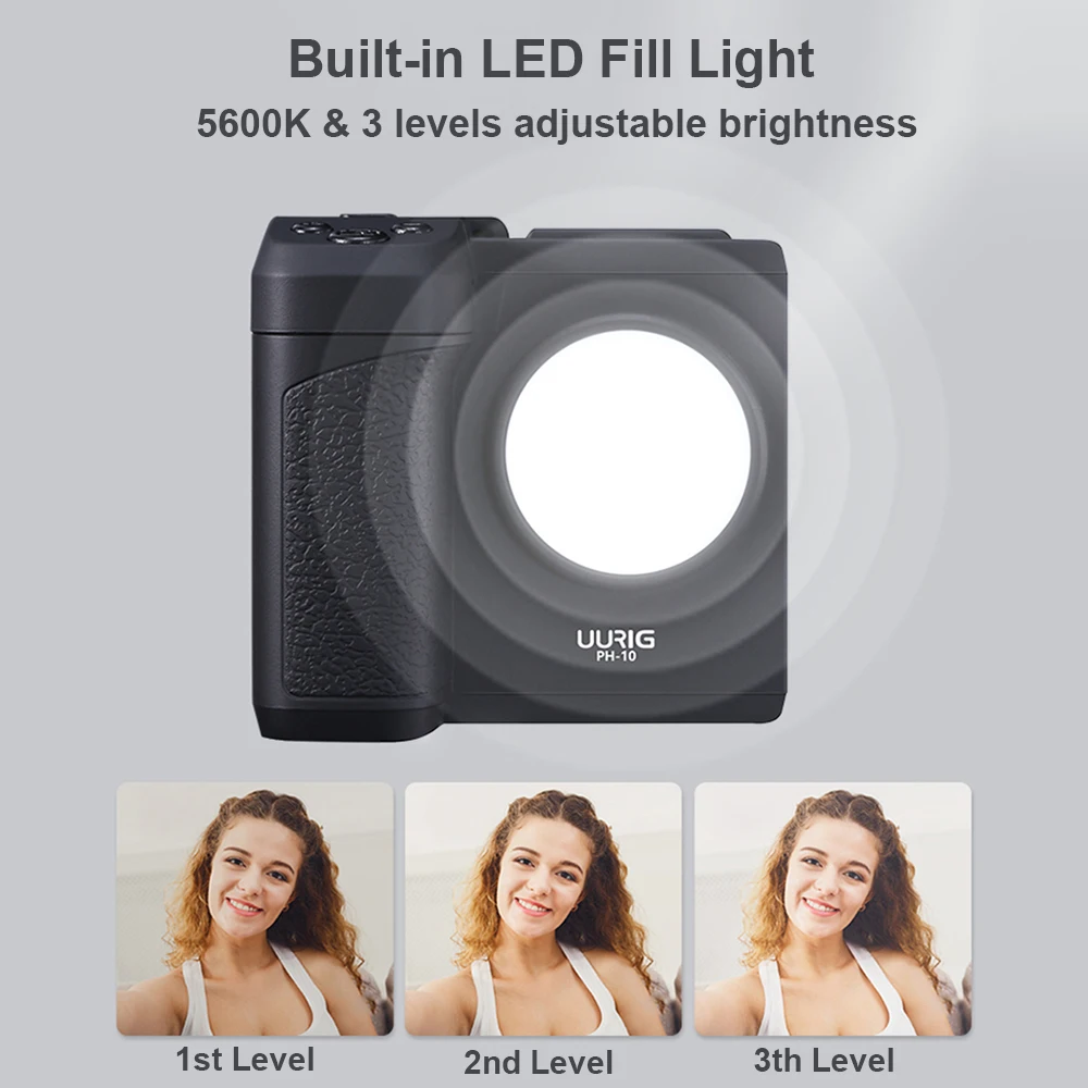 UURIG PH-10 mango inalámbrico soporte para teléfono estabilizador para teléfono inteligente Vlog Selfie con Control remoto soporte de zapata fría - imagen 5