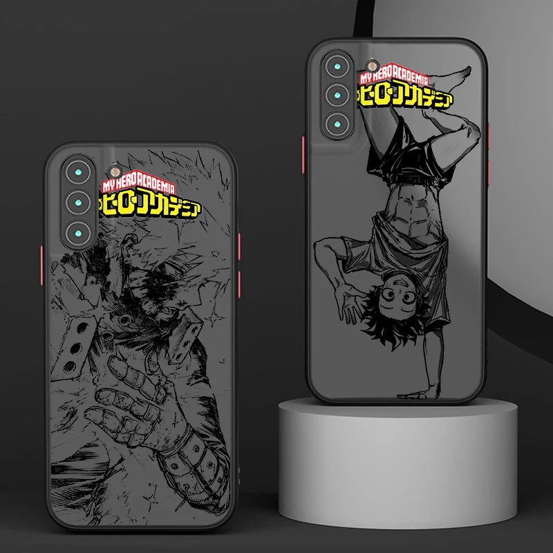 Funda translúcida esmerilada My Hero Academia para Samsung S24 S23 S22 S21 Ultra S20 FE Note 20 Lite Plus