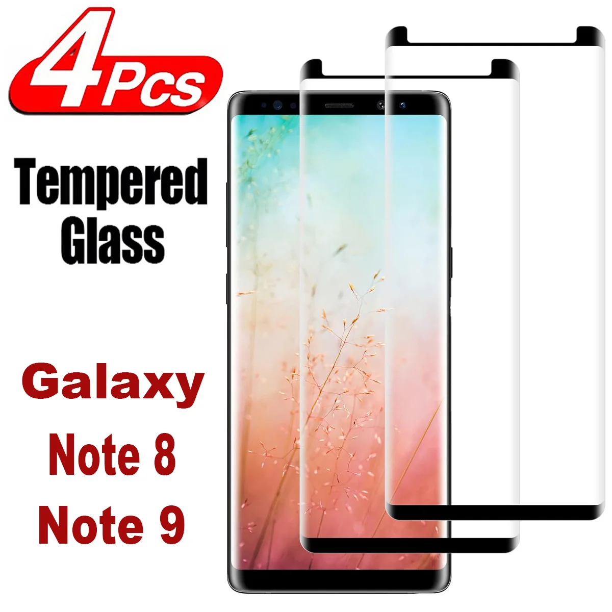 2/4 Uds 3D curvado cuatro lados pegamento vidrio templado para Samsung Galaxy Note 8/Note 9 HD Protector de pantalla