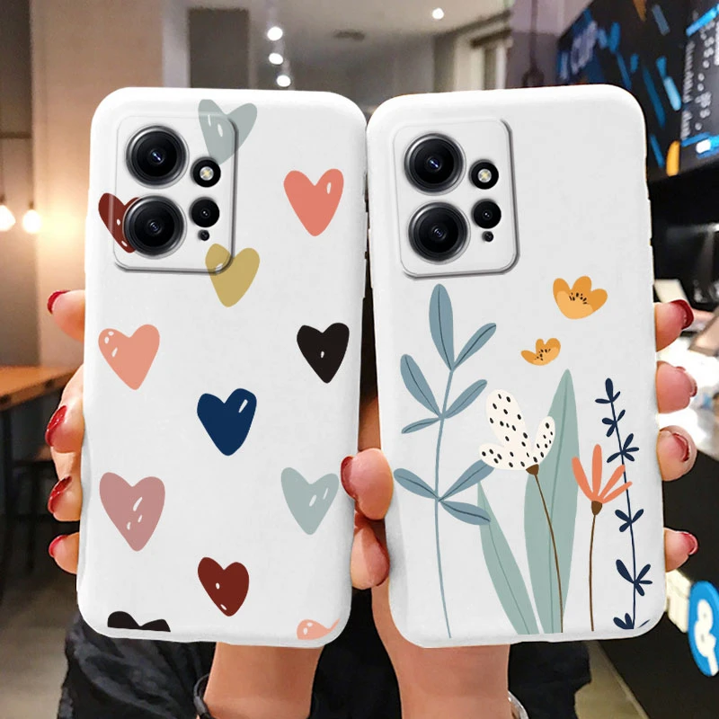 Funda de flores para Redmi Note 13 4G, funda de teléfono con dibujos de búho, bonito corazón, Fundas de silicona suave para Redmi Note 13 5G - imagen 2
