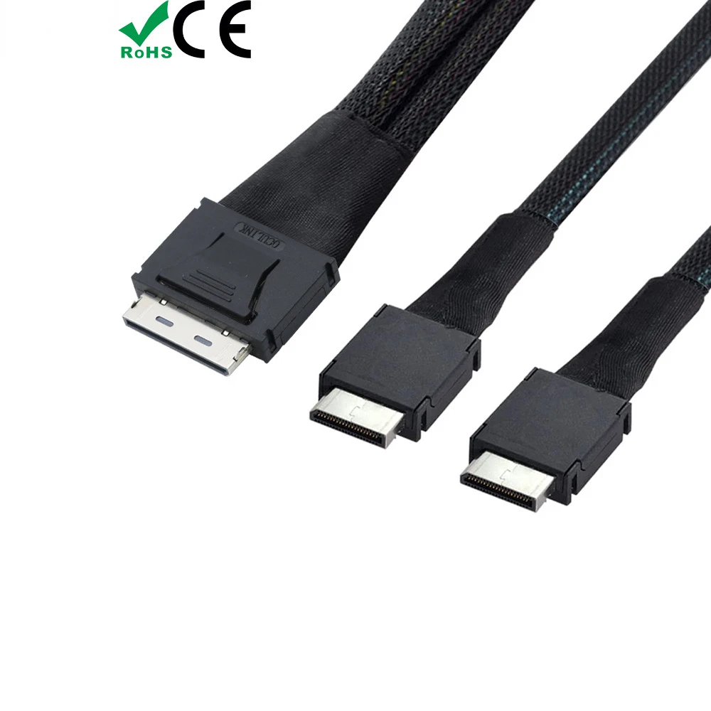Cable de datos activo PCI-E ultra Port Oculink PCIe pci-express, SFF-8611 8i a Dual 2X Oculink SFF-8611 4i pci-express - imagen 2