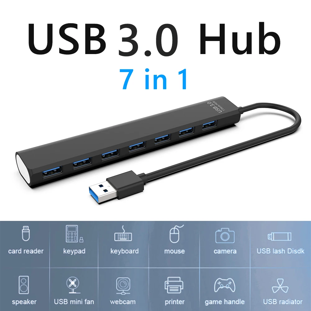 Adaptador de acoplamiento 7 en 1 para ordenador portátil y Macbook Pro, concentrador USB 3,0 de alta velocidad, 5Gbps, extensor de estación de acoplamiento - imagen 3