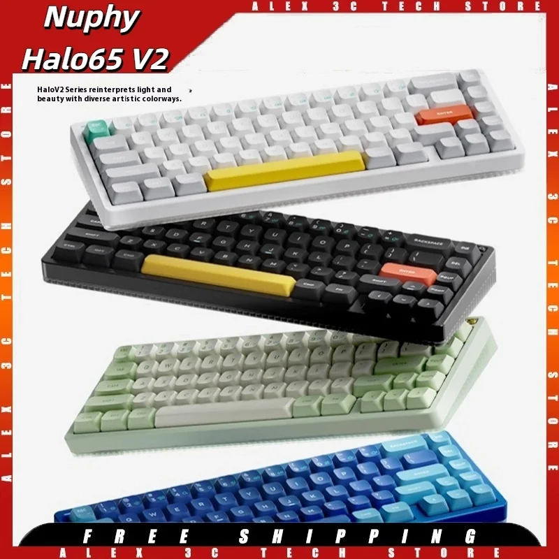Teclado mecánico Nuphy Halo65 V2 inalámbrico Bluetooth personalizado 65% para juegos de PC soporte ergonómico a través de junta RGB/QMK intercambiable en caliente