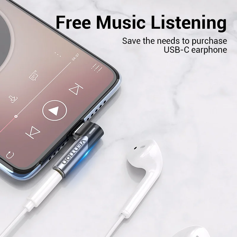 Vention tipo C a conector auxiliar de 3,5mm, adaptador de auriculares USB C, cable de Audio Jack para Huawei P60 Xiaomi, adaptador de 3,5mm - imagen 2