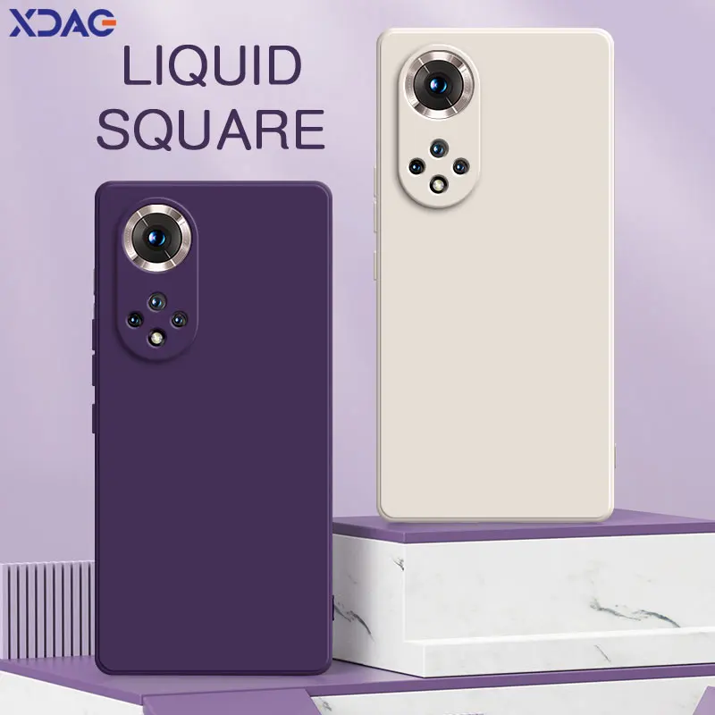 Funda de teléfono de silicona líquida cuadrada de lujo para Honor 50 SE Pro 5G, funda protectora trasera de cámara suave para móvil, bolsas de Honor 50 50SE 50Pro