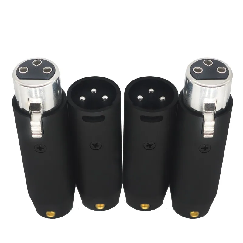 4 Uds 11mm Hifi hembra macho XLR enchufe Jack negro mate agujero grande 3 pines plateado micrófono Auido adaptador de conector de equilibrio de vídeo