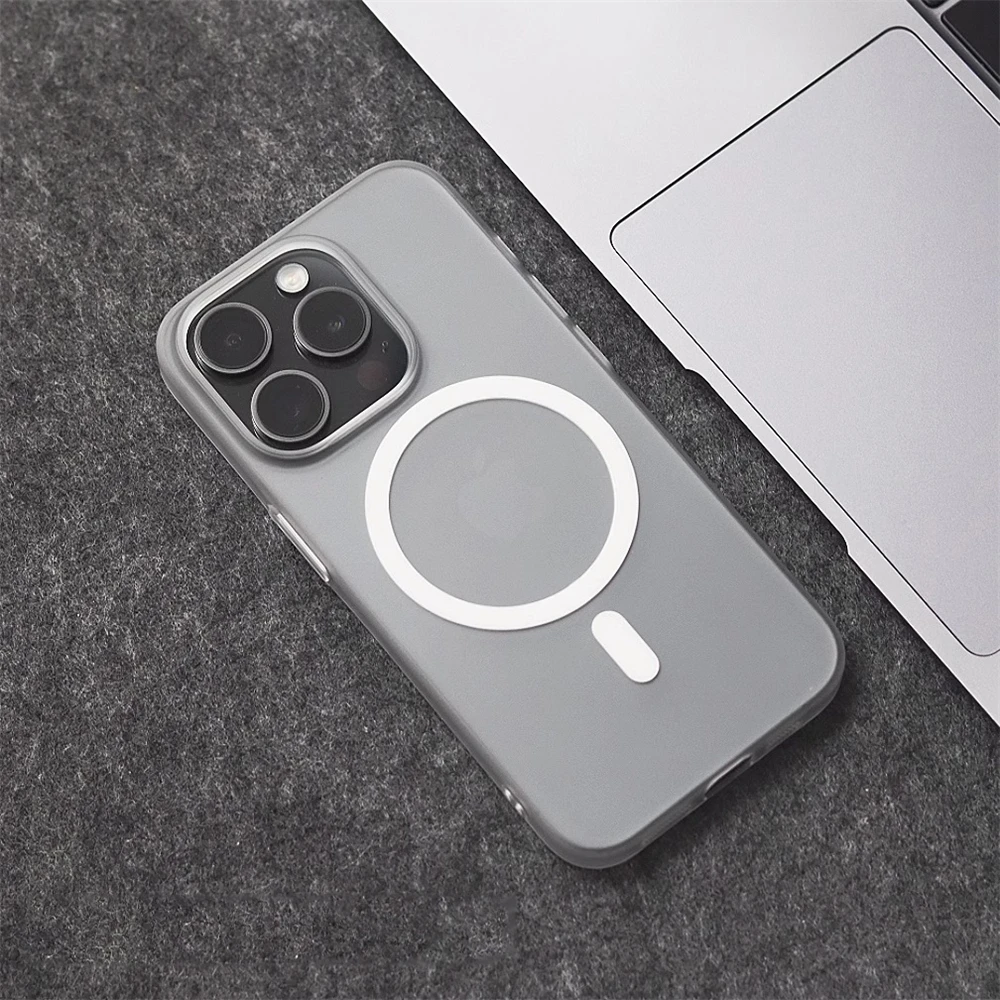 Funda mate translúcida magnética ultrafina de 1,0 MM para iPhone 17 16 15 Pro Max 14 13 12 Magsafe carga inalámbrica cubierta dura delgada - imagen 4