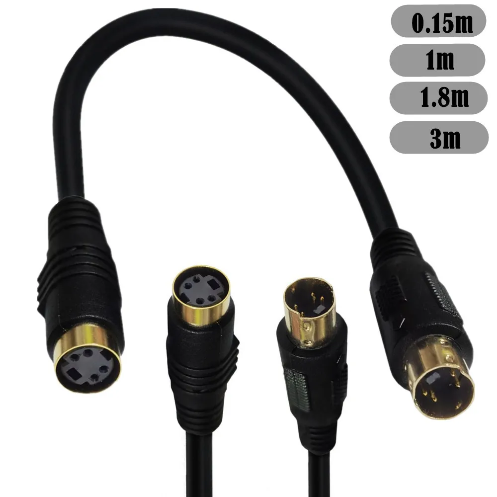 S-video Cable Mini DIN de 4 pines, conector macho a macho/hembra chapado en oro, Compatible con receptores DVD DSS, VCRs, DVRs/PVRs