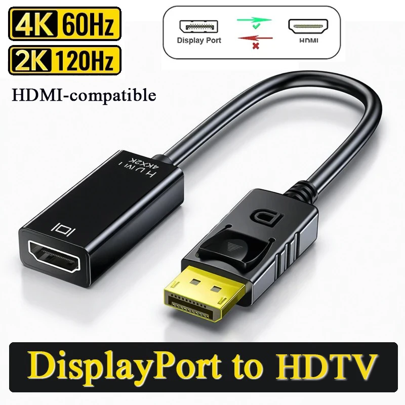 Adaptador Display Port DP a HDTV, Cable compatible con DisplayPort a HDMI 4K 60HZ DP para Cable adaptador HDMI, convertidor de Cable DP HDTV - imagen 2