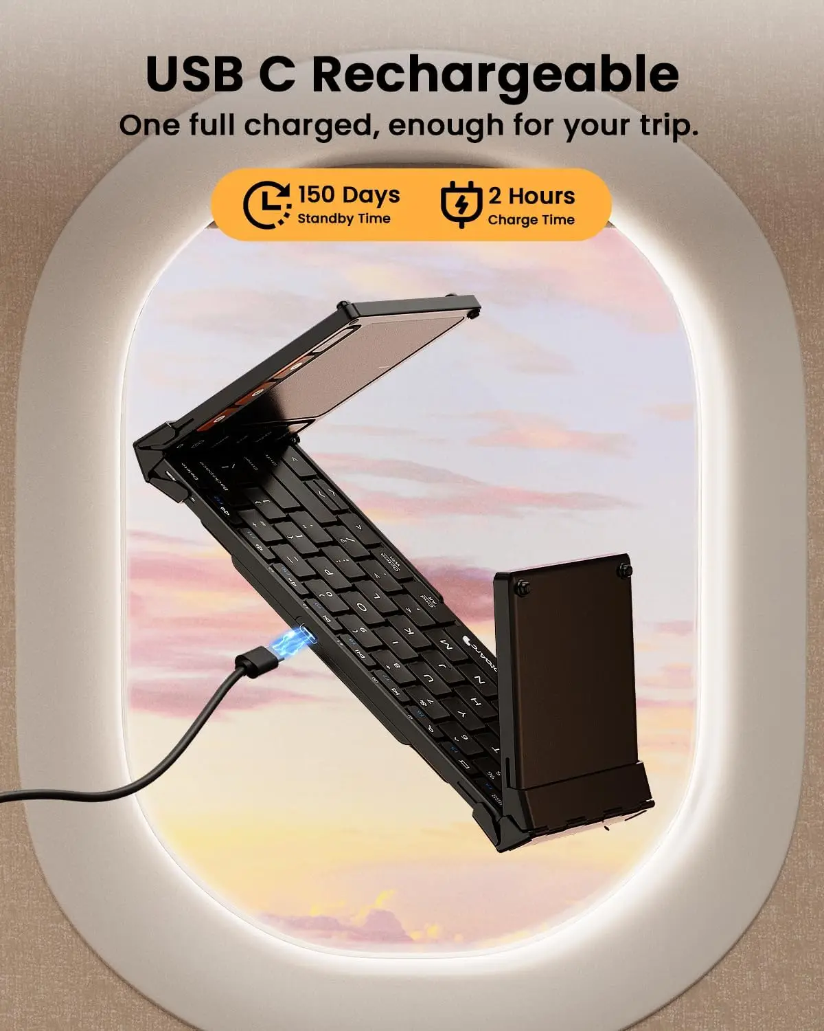 ProtoArc XK01 TP Teclado plegable con panel táctil Teclados de viaje Bluetooth plegables para iPad iPhone Laptop PC Tabletas - imagen 4