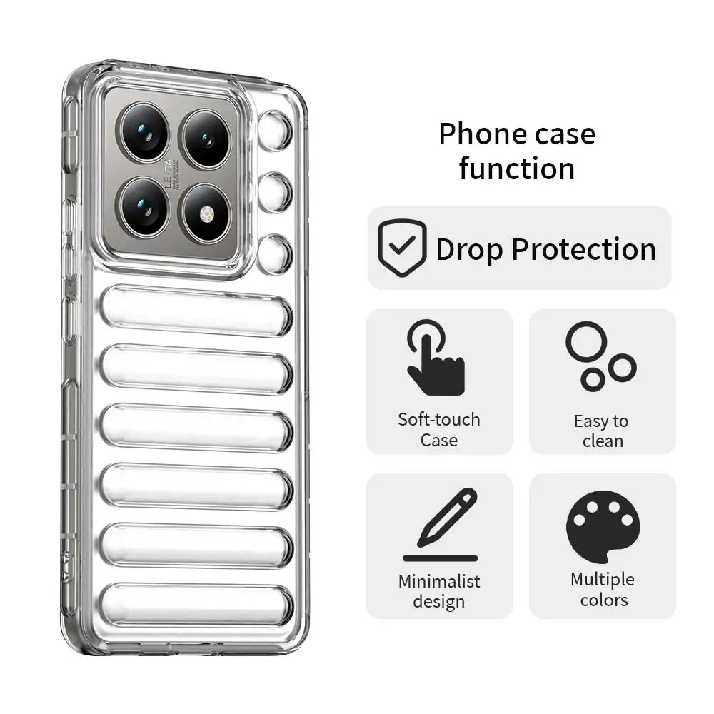 Funda de armadura de cojín de aire de cápsula de Color sólido a prueba de golpes para Xiaomi Mi 14T 14 Ultra 14C Poco F6 M6 X6 Pro 5G C65 C61 funda suave de TPU