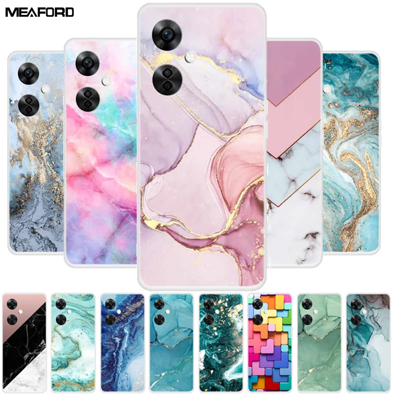 Funda de teléfono para OnePlus Nord CE 3 Lite 5G, carcasa de silicona TPU suave, mármol transparente de 6,72 pulgadas para One Plus Nord CE3 Lite 5G