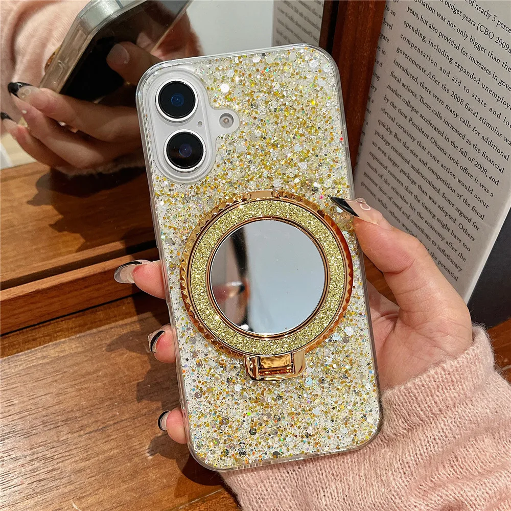 Redmi 14C 14 C lentejuelas brillo espejo soporte funda para Xiaomi Redmi 14C 13C 12C 10C 9C A3 13 12 10 10A 9A cubierta de silicona suave - imagen 5