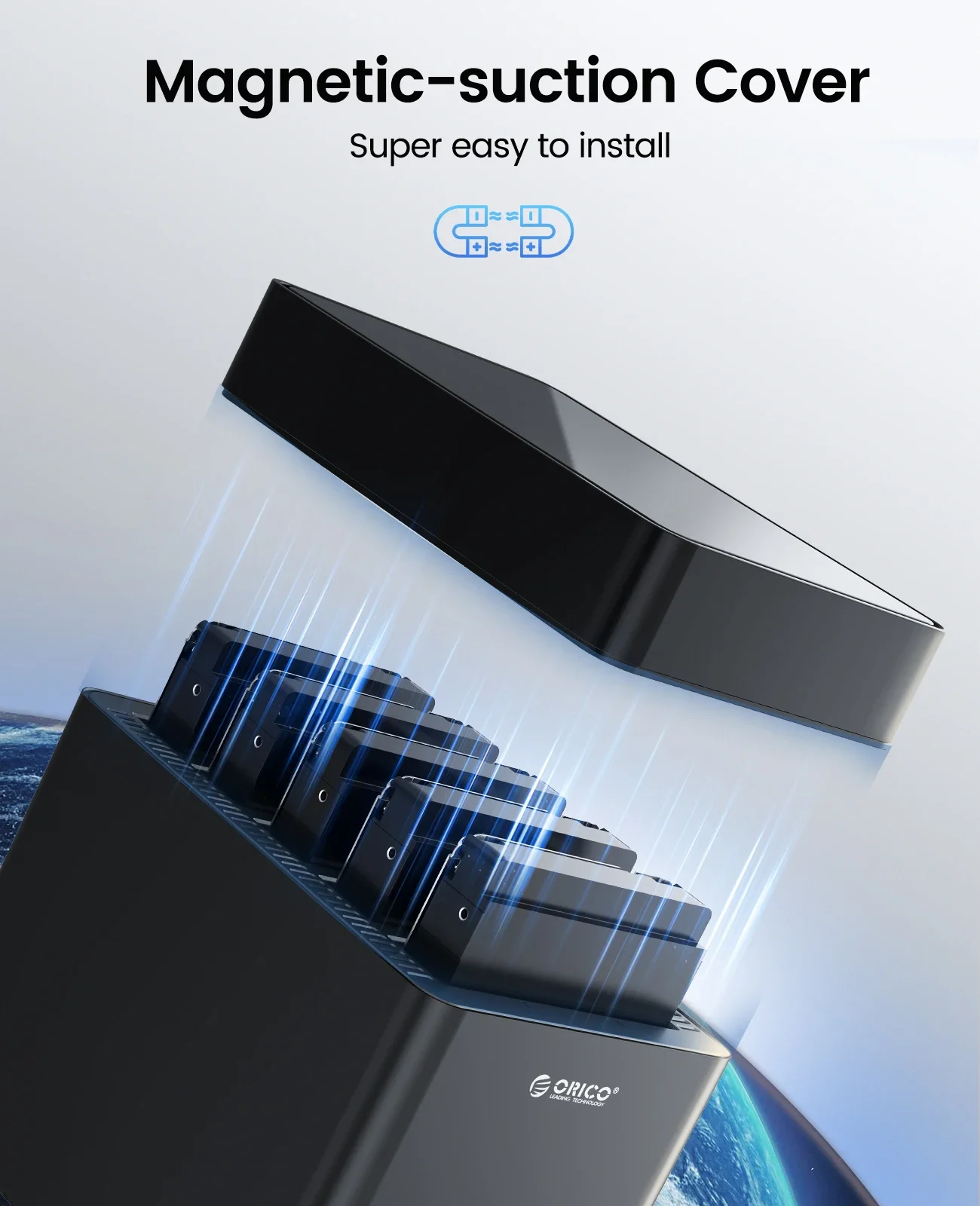 ORICO 5 Bay Caja de disco duro externo de 3,5 pulgadas SATA magnético a USB3.0/Tipo-C Caja de disco duro para HDD SDD de 2,5 ''3,5 pulgadas - imagen 3