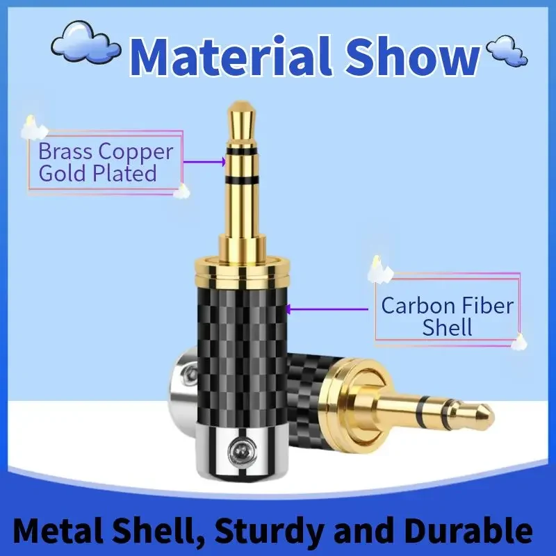 Conector Jack 3,5 de 3 polos, carcasa de fibra de carbono para soldar auriculares HiFi, Cable de auriculares, electrónica de consumo, 3,5mm - imagen 5