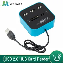 Hub USB 2.0 con Lector SD/TF y USB Micro para Portátil