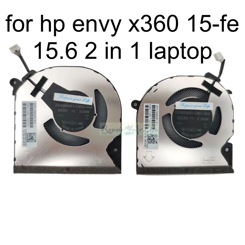 Ventilador de refrigeración GPU para CPU de ordenador portátil HP Envy X360 2 en 1 15-FE FE0013DX fe0023ca fe0514na fe0001tx N49281-001 EG50050S1 CM51 CM61 S9A