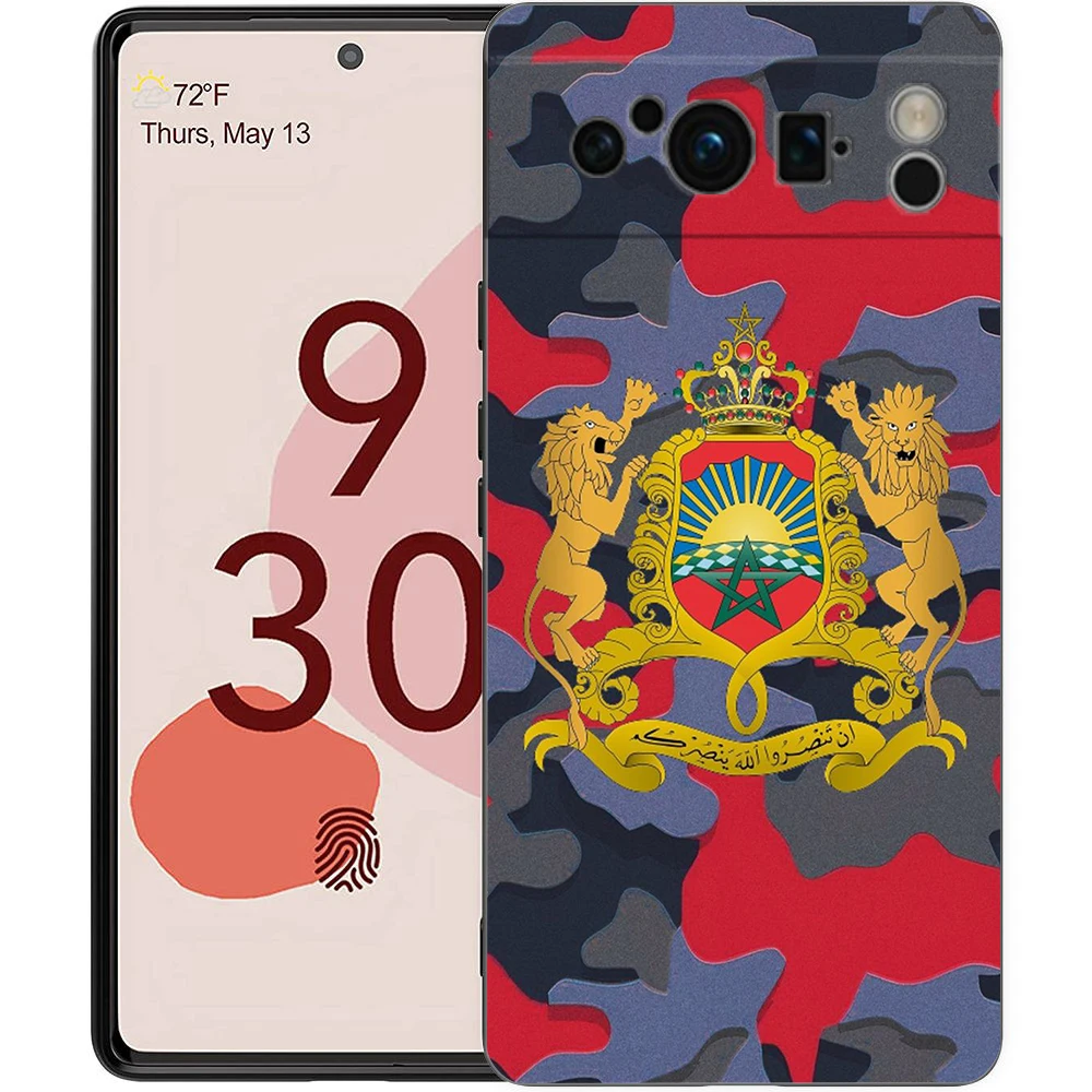Funda de teléfono con pasaporte Maroc Marruecos con bandera marroquí para Google Pixel 9 8 7 6 Pro XL 8A 6A 7A 5G, funda negra de TPU suave - imagen 5