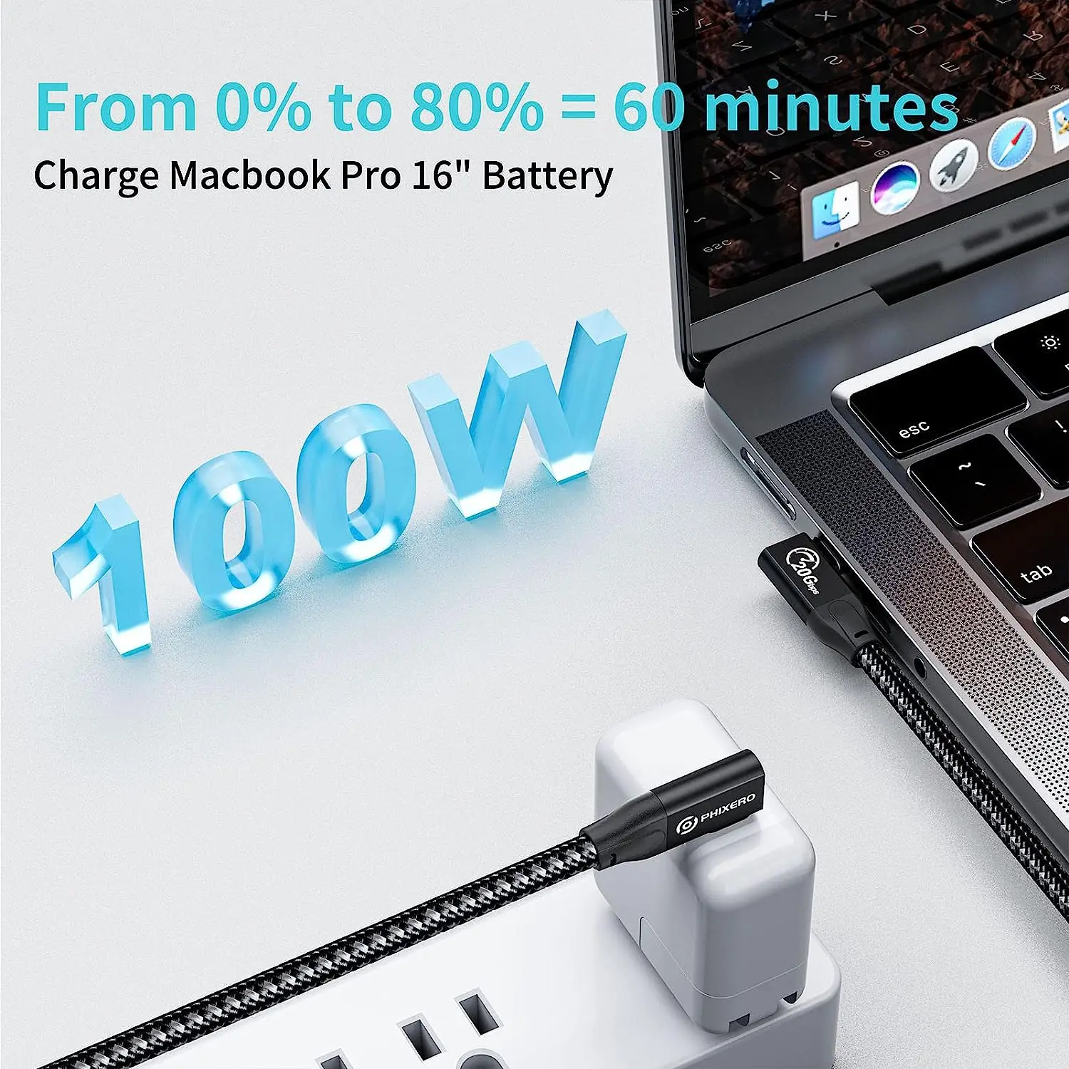 PHIXERO PD 100W USB 3,2 Cable de carga rápida tipo C 3 20Gbps Cable de extensión de alta velocidad 20V 5A Kabel de carga 4K 60Hz línea de cargador - imagen 4