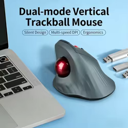Ratón Trackball inalámbrico Bluetooth de modo Dual, Rollerball Vertical, recargable, ergonómico, silencioso, para ordenador portátil y oficina