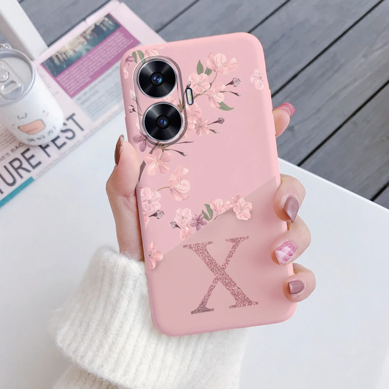 Funda de teléfono con letras y flores para Realme C55 4G, funda de silicona suave con parachoques de TPU a prueba de golpes para Realme C55 C 55, Fundas RealmeC55 - imagen 5