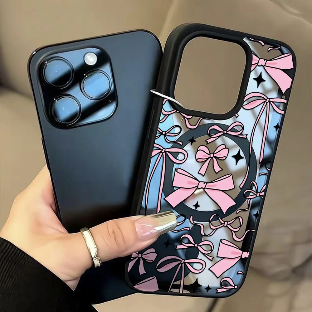 Funda de teléfono magnética de lujo para iPhone 17 Pro Max 16 13 11 15 14 12 17promax cubierta de nudo de lazo mate acrílico a prueba de golpes con cordón - imagen 3