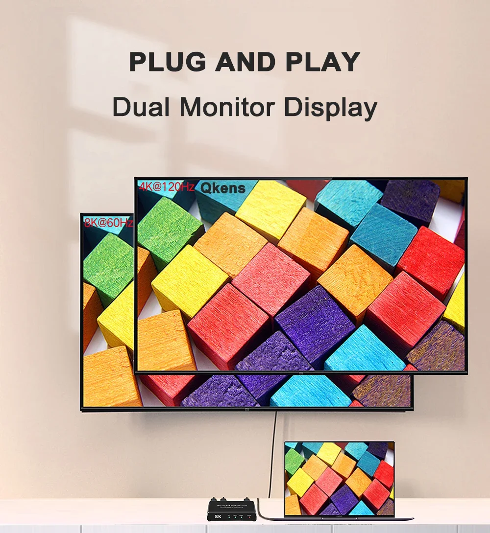 Divisor HDMI 8K 60hz 4k 120Hz 3D HDR 1x2 divisor 1 a 2 pantalla Dual HDMI2.1 distribuidor de Audio y vídeo para PS4 PS5 portátil a TV - imagen 4