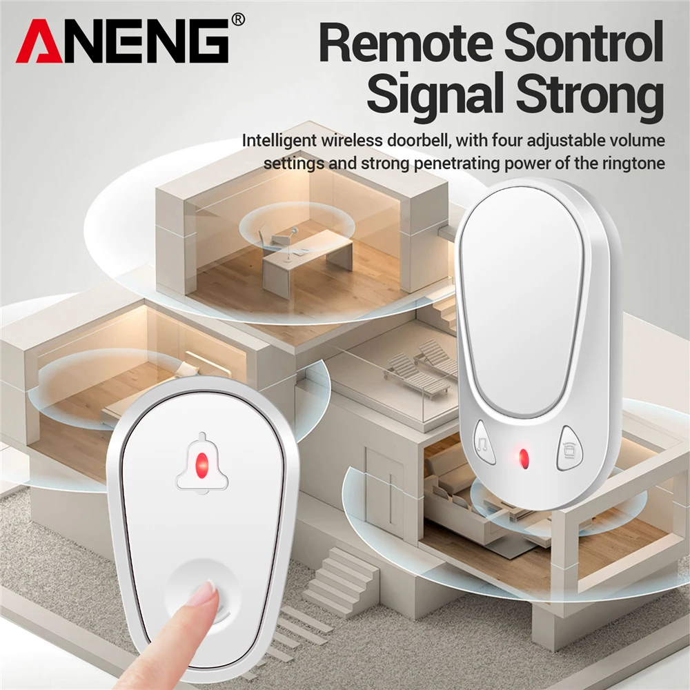 Timbre inalámbrico inteligente, enchufe remoto de EE. UU., recepción de alto volumen, 4 volúmenes, timbre ajustable, alarma de seguridad, herramientas de recepción de puerta de llamada - imagen 2