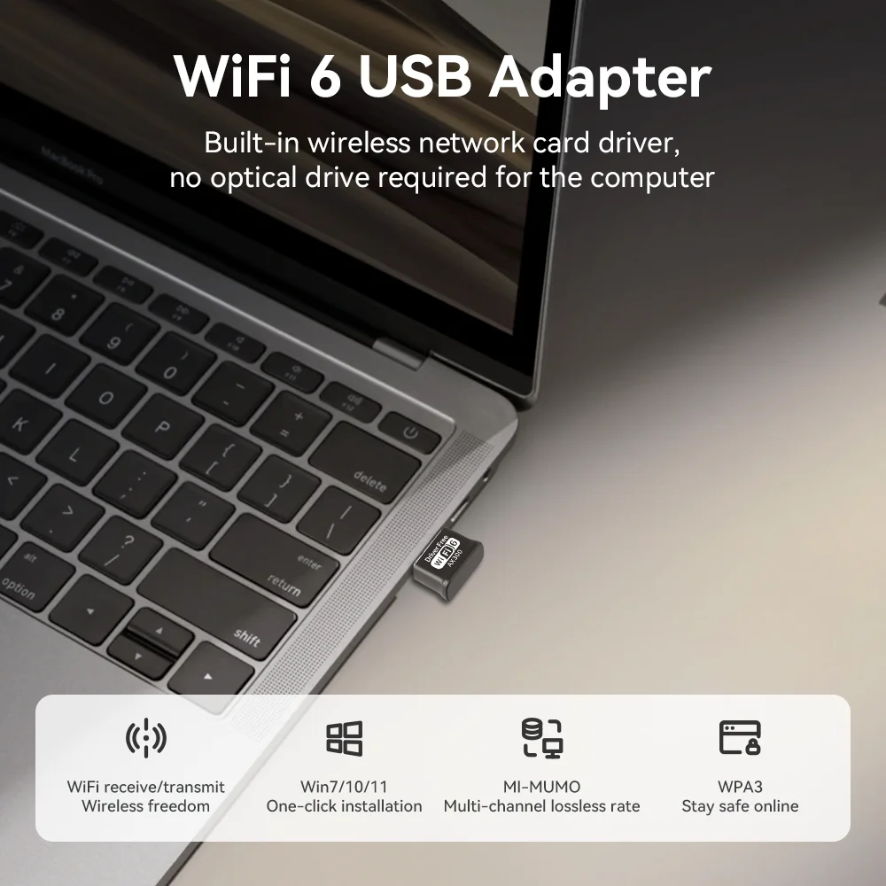 Adaptador WIFI 6 Tarjeta de red de 300Mbps Mini USB Dongle 2,4 GHz Wi-Fi recepción de señal Lan para PC portátil Windows 10/11 controlador gratis - imagen 2