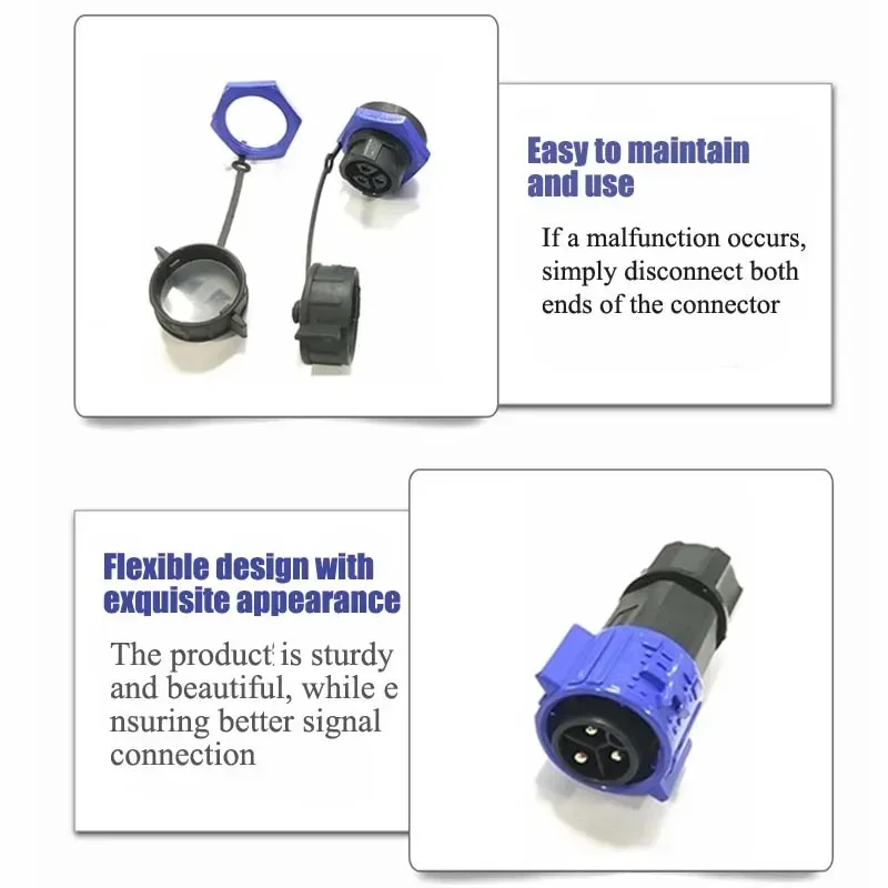 Conector de Cable eléctrico M25 50A, resistente al agua, 500V, IP67, 2, 3, 4 pines, autobloqueo, carga de bicicleta eléctrica, enchufe de Panel de aviación - imagen 3