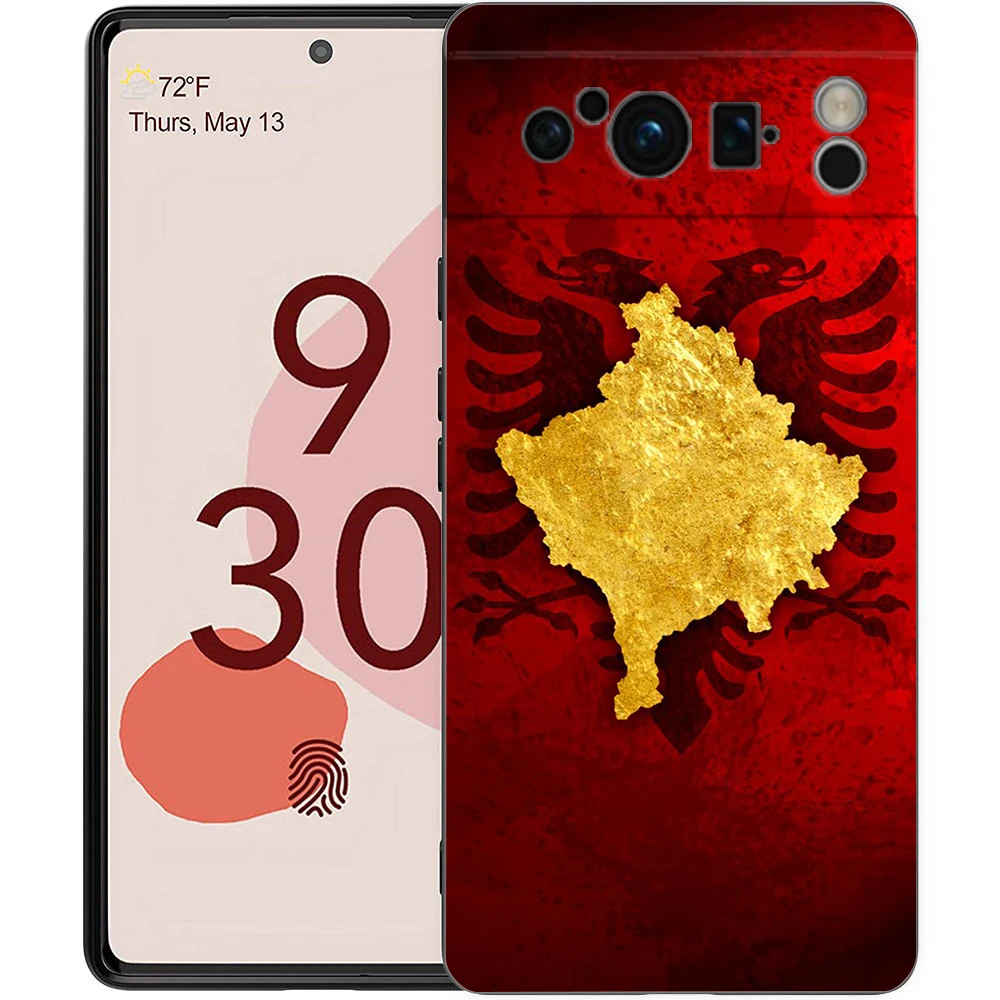 Funda de teléfono con bandera de Albania y Albania para Google Pixel 9 8 7 6 Pro XL 8A 6A 7A 5G, funda negra de TPU suave a prueba de golpes - imagen 3