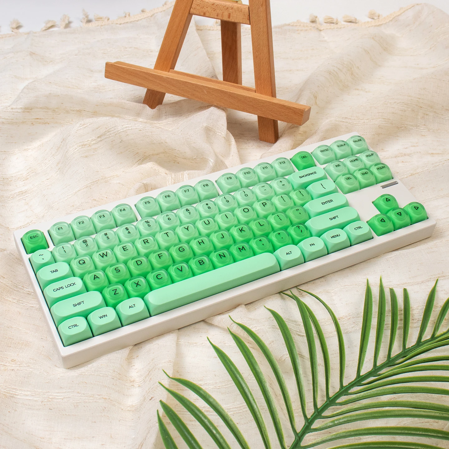 Teclas de PC semitransparentes personalizadas de nube verde, 132 teclas, perfil HOA, teclas PBT de doble disparo para interruptores MX, Teclado mecánico - imagen 5