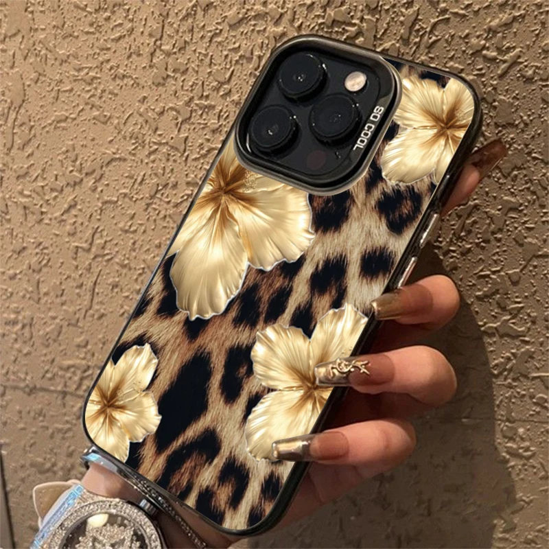 Funda de teléfono con estampado de leopardo y flor de lirio dorado para Xiaomi Redmi Note 14 4G 11 10 12 13 Pro Plus 5G Redmi 15C 14C 13C 12C 4G - imagen 2