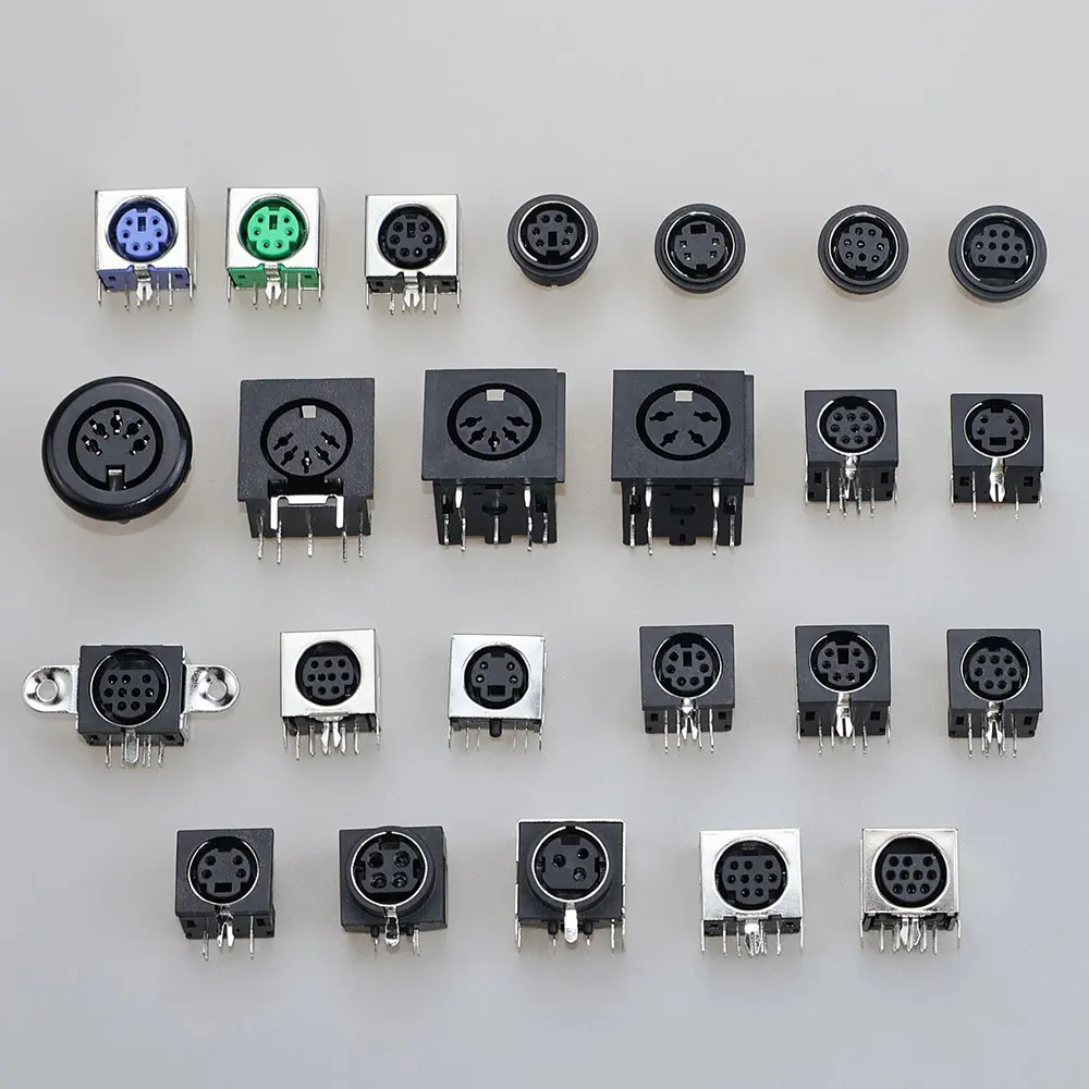 10 Uds Terminal Audio Video Din conector hembra s-video montaje en PCB 3/4/5/6/8/9Pin tono plateado PS2 Circular DIN Micro Jack - imagen 2