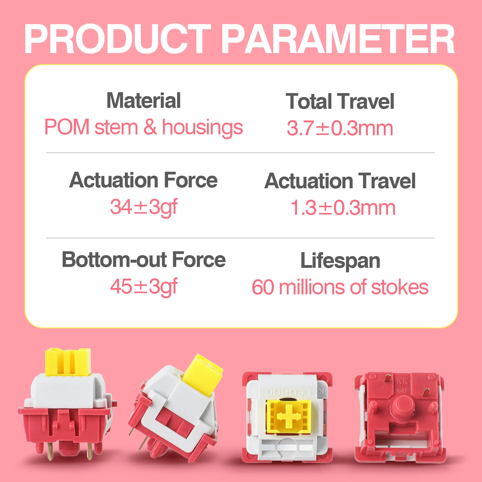 EPOMAKER x-interruptor lineal de 5 pines para teclado, conmutador Compatible con teclas MX, LEOBOG, Nimbus, V3, 34gf, ranura LED, eje POM, 35 piezas - imagen 2