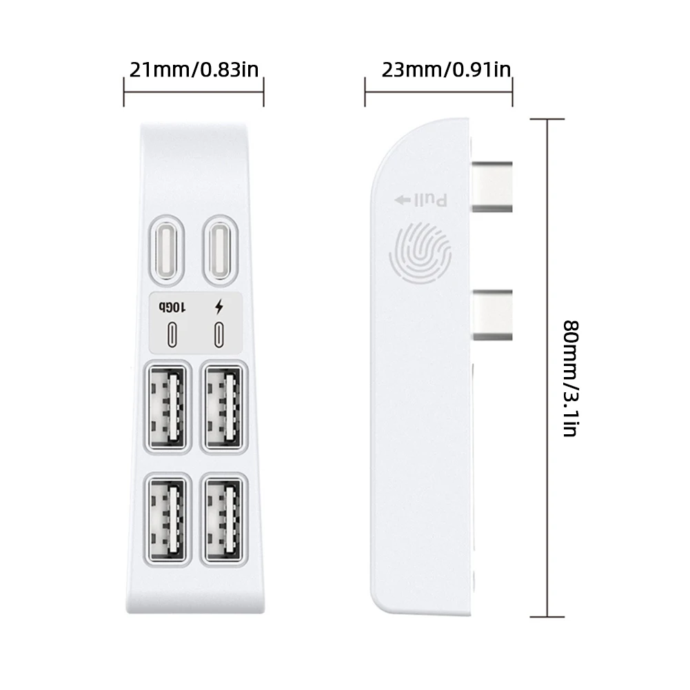 Hub USB con 4 puertos USB y 2 puertos tipo C extensor de puerto USB adaptador de concentrador expansor divisor USB para PS5 Slim para Playstation 5 Slim
