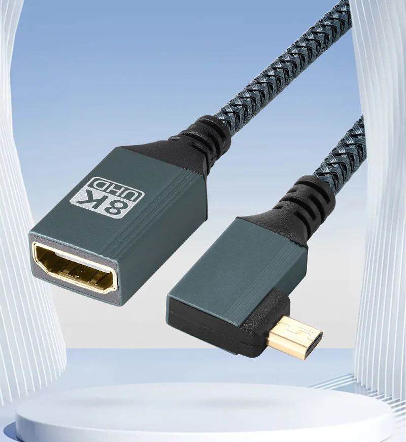 15cm 8K/60Hz/122Hz Microhdmi Micro macho a hembra adaptador Compatible con HDMI Cable de ángulo recto/izquierdo/arriba/abajo para ordenador portátil no - imagen 3