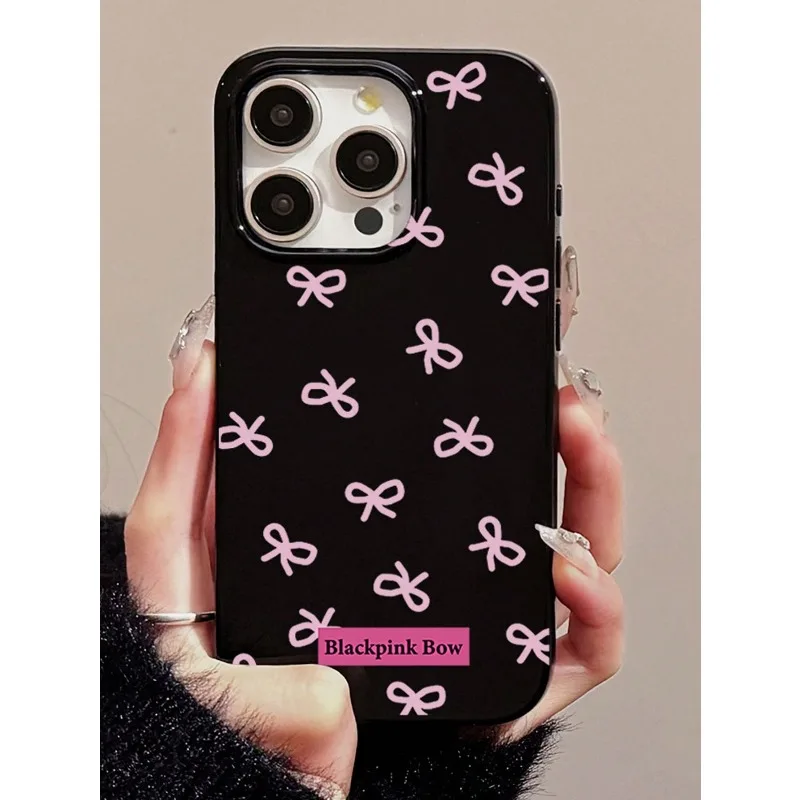 Funda de teléfono anticaída de TPU con estampado de lazo rosa ins, elegante, adecuada para iPhone 11/12/13/14/15/ 16 17Pro Max, PLUS/AIR - imagen 4