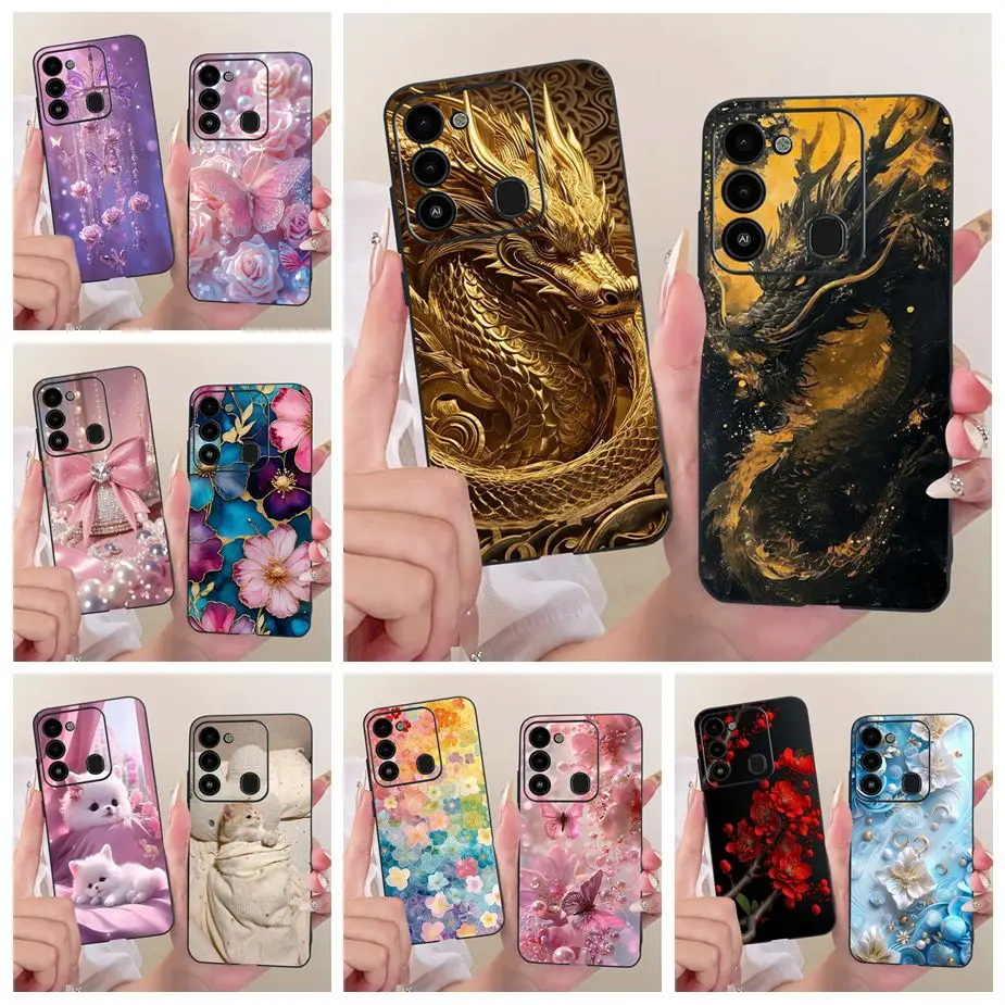Para Tecno Spark Go 2022 funda KG5 KG5h Cool Dragon moda cubierta pintada funda de silicona suave para Tecno Spark 8C Spark8C KG5k Shell