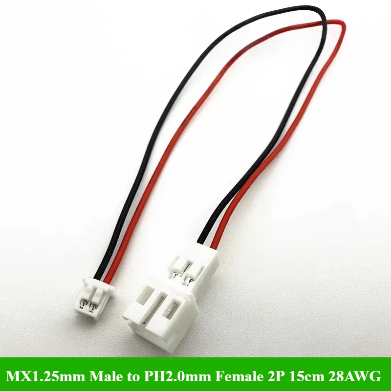 1/5/10/30/50 unids/lote MX1.25mm macho a PH2.0mm hembra 2P 3P 4P cable terminal 15cm 28AWG cable de juguete para niños JST MX1.25 PH2.0 - imagen 2
