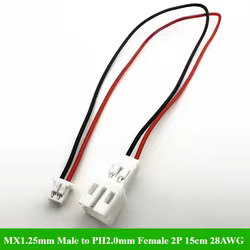 1/5/10/30/50 unids/lote MX1.25mm macho a PH2.0mm hembra 2P 3P 4P cable terminal 15cm 28AWG cable de juguete para niños JST MX1.25 PH2.0