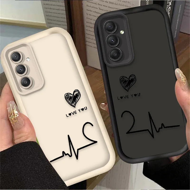 Funda de teléfono suave para Samsung Galaxy S24 S23 S25 Ultra S22 S21 Plus FE 5G A54 A34 A14 A73 A53 A33 5G Love Electrocardiogram - imagen 2