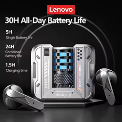 Choice Lenovo-auriculares inalámbricos LP49 TWS, cascos con Bluetooth V5.4, Media oreja, para música y juegos, batería ultralarga de 24H, novedad