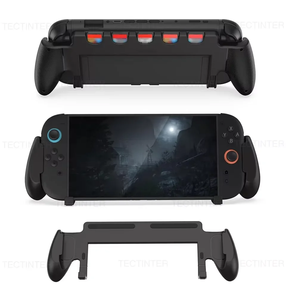 Funda de agarre manual para Nintendo Switch 2, con soporte, funda protectora antideslizante con 5 ranuras para tarjetas de juego, accesorios para Switch 2 - imagen 2